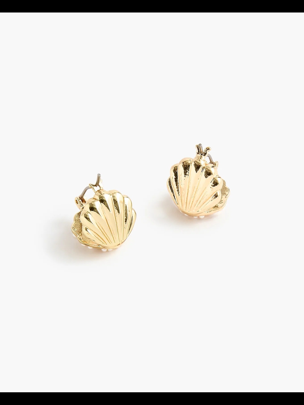 J.Crew Pearl Shell Huggie Earrings, Gold/ White - Picture 2 of 6